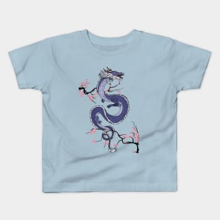 Sakura Dragon (Blue) Kids T-Shirt